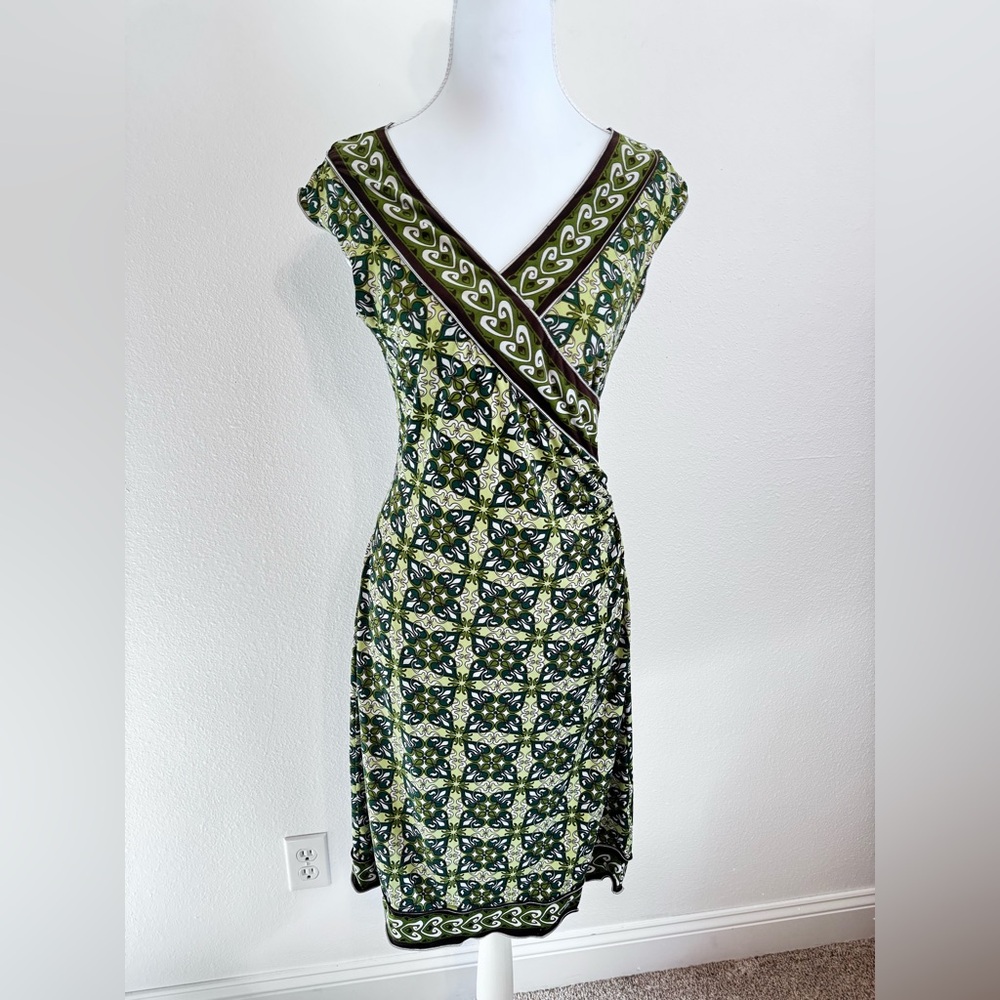 Max Studio Olive and Brown Midi Dress